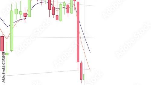Candlestick Trading Chart Close-up on White Background - Stock and cryptocurrency trading animation concept
