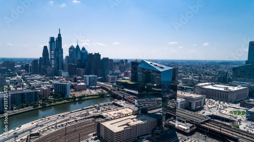 Philadelphia Skyline From the West Side With Railroad Tracks in Foreground