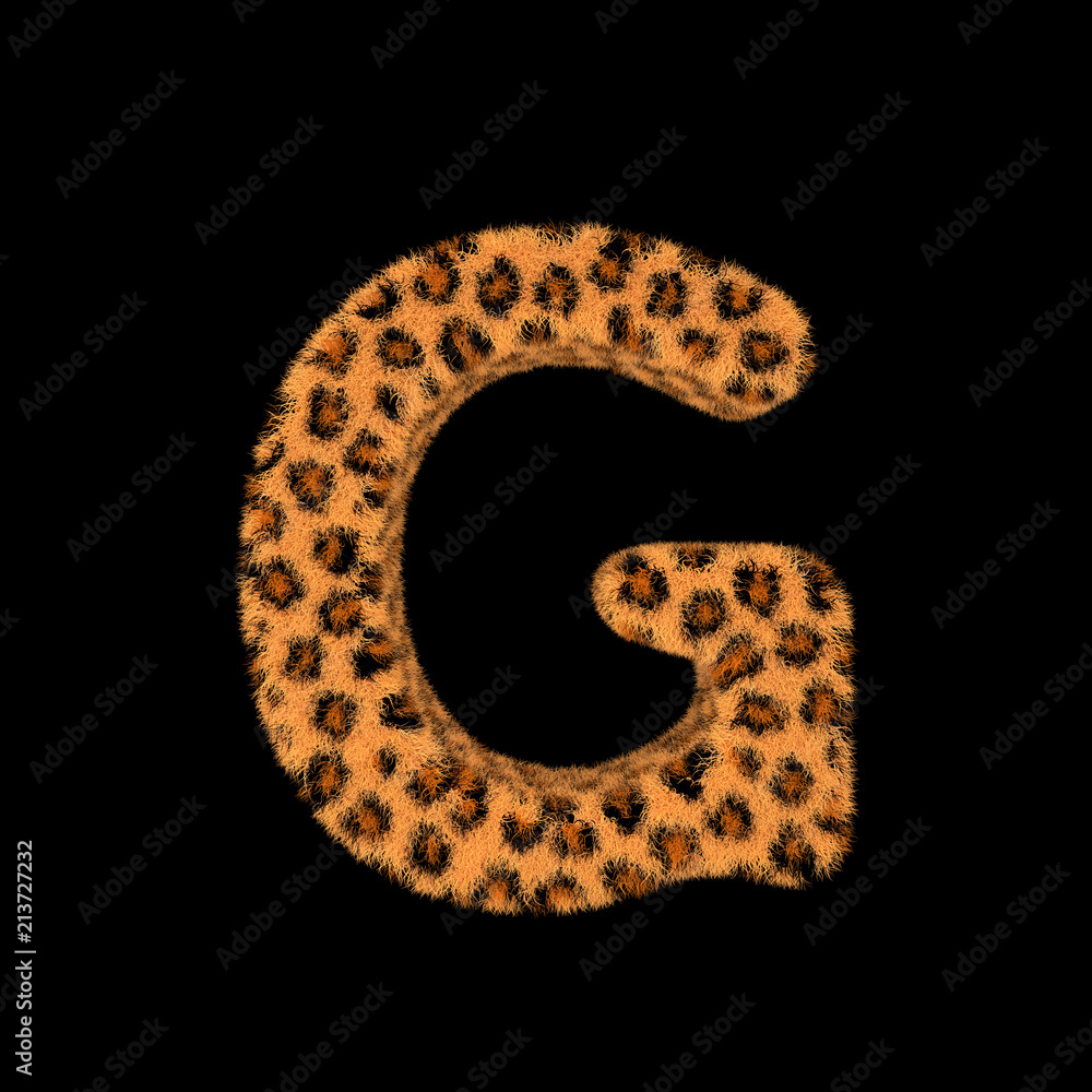 3D Rendering Creative Illustration Leopard Print Furry Letter G 3D Rendering Creative Illustration Leopard Print Furry Letter G