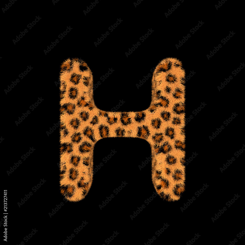 3D Rendering Creative Illustration Leopard Print Furry Letter H 3D Rendering Creative Illustration Leopard Print Furry Letter H