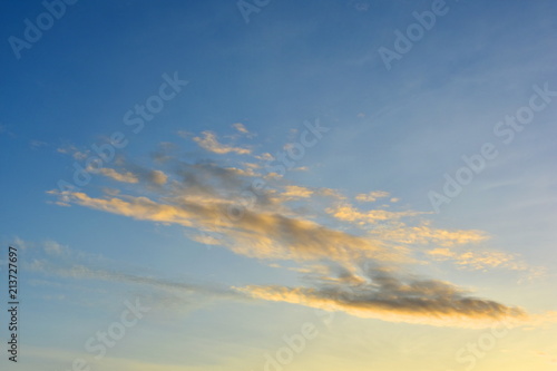 Sunset with beautiful blue sky. Atmospheric background