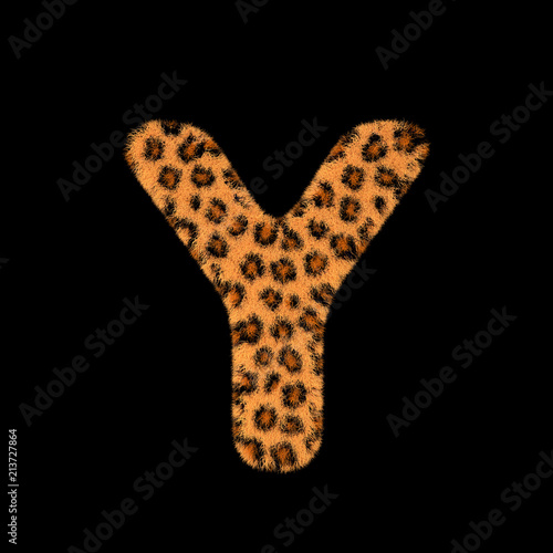 Wallpaper Mural 3D Rendering Creative Illustration Leopard Print Furry Letter Y Torontodigital.ca