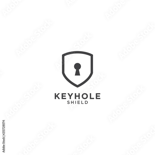 Keyhole and shield graphic design template