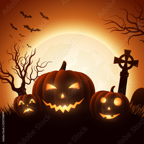 Halloween background with pumpkins