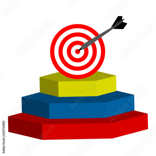 Red target icon and arrow, Vector Illustration.