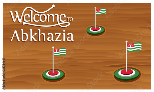 Welcome to Abkhazia poster with Abkhazia flag,  time to travel Abkhazia. vector illustration isolated