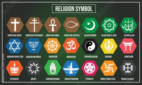 Vector illustration of Religion symbol in the world