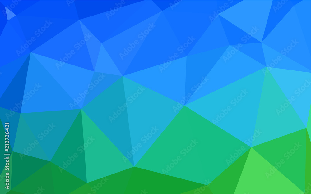 Fototapeta Light Blue, Green vector shining triangular backdrop.