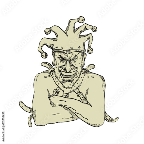 Crazy Court Jester Straitjacket Drawing