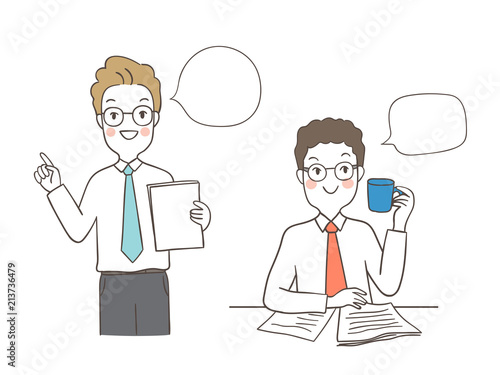 Draw action of business man with speech bubble