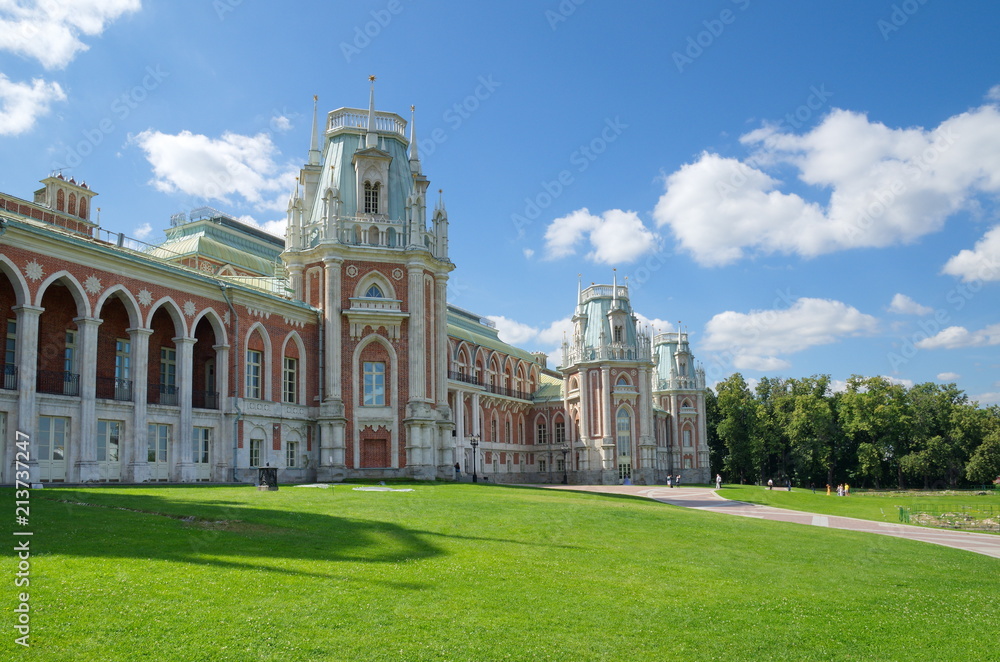 Moscow, Russia - August 9, 2017: Grand Palace in Tsaritsyno Park