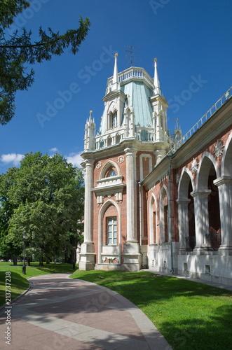 Moscow, Russia - August 9, 2017: Tsaritsyno state historical and architectural Museum-reserve. Grand Palace, fragment