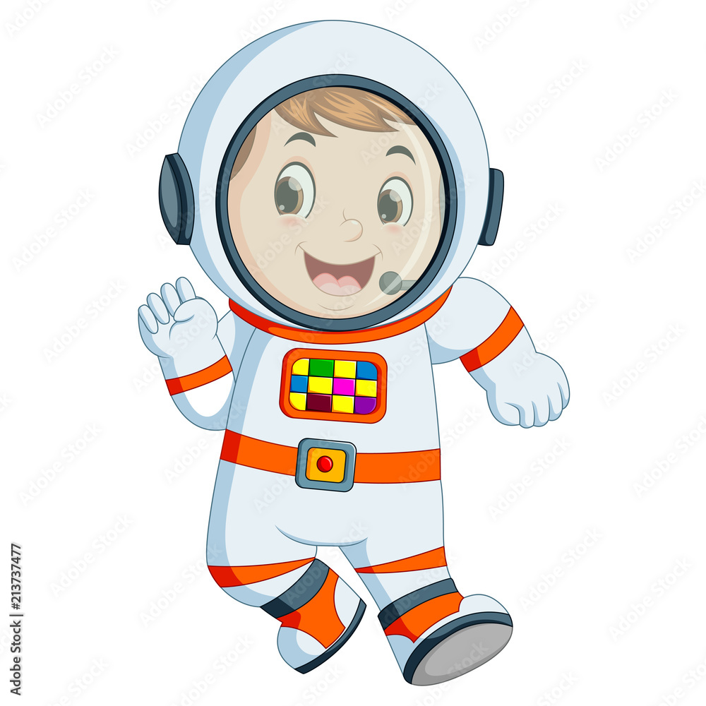 Cartoon boy wearing astronaut costume Cartoon boy wearing astronaut costume