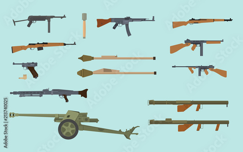 world war 2 gun collection german and usa america vector graphic collections