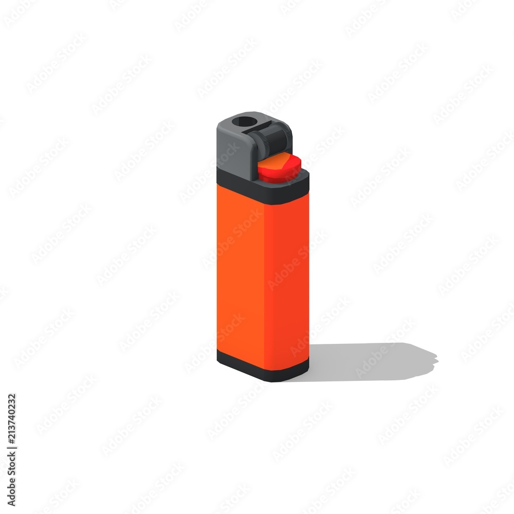 Orange Lighter standing upright on isolated white background - 3D illustration