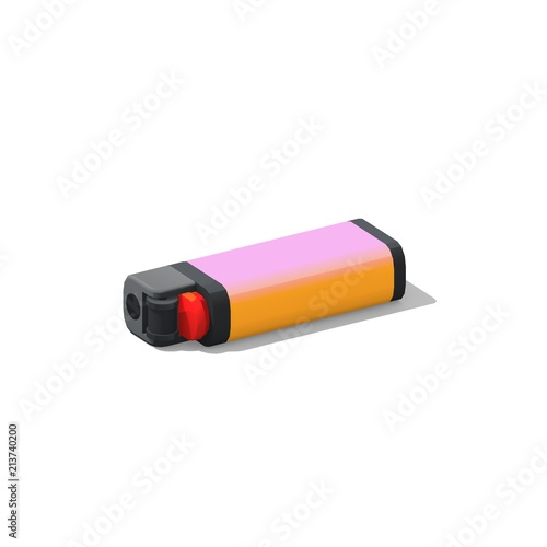 Retro Vintage Lighter on it's side on isolated white background - 3D illustration