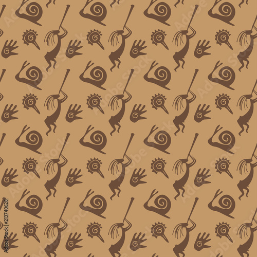 African seamless pattern with original inhabitants