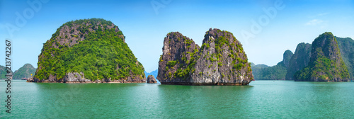 Panorama of rocks, cliffs and islands of Halong Bay (Vietnam)
