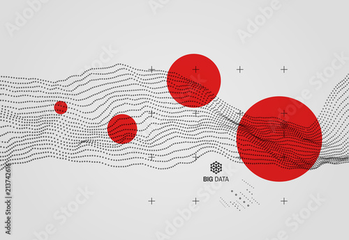 Big data. Wavy background with motion effect. 3d technology style. Vector illustration..