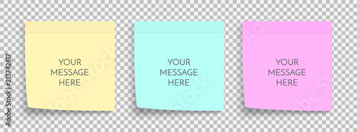 Post note paper sheet. Sticky sticker. Vector office memo template for design.