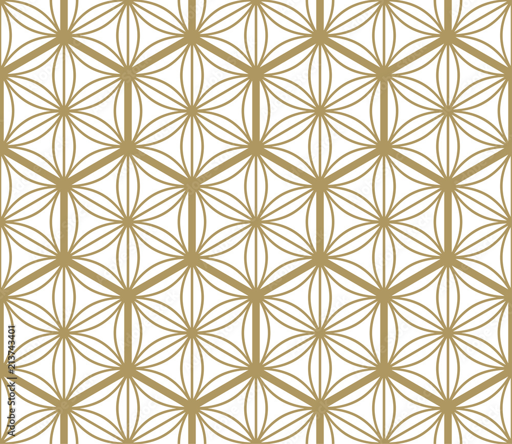 Seamless pattern based on Japanese ornament Kumiko.Golden color. Seamless pattern based on Japanese ornament Kumiko.Golden color.