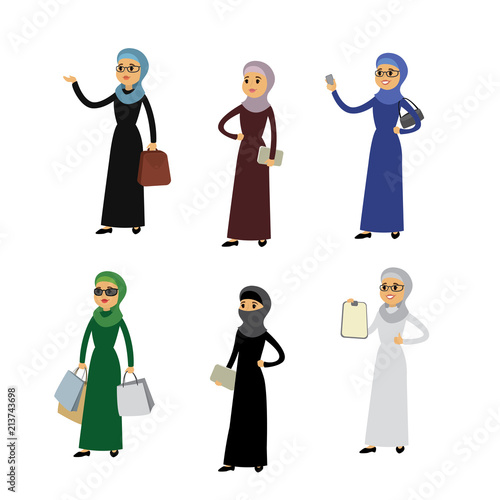 Set of Arab businesswoman,