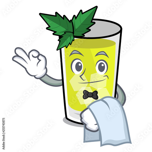 Waiter mint julep mascot cartoon