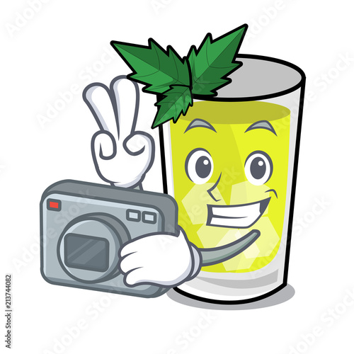 Photographer mint julep mascot cartoon