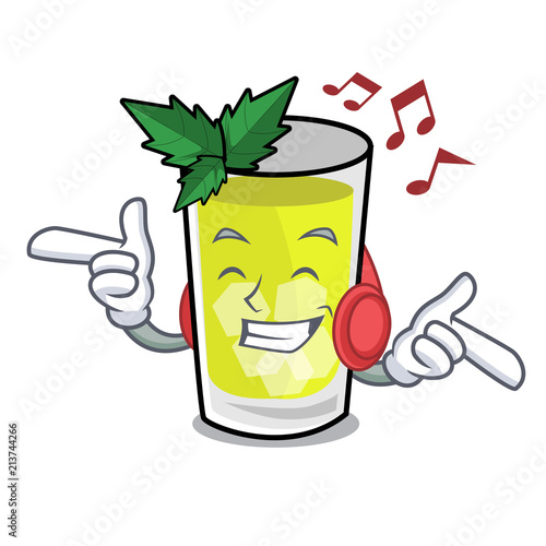 Listening music mint julep mascot cartoon
