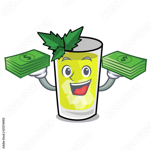 With money bag mint julep mascot cartoon