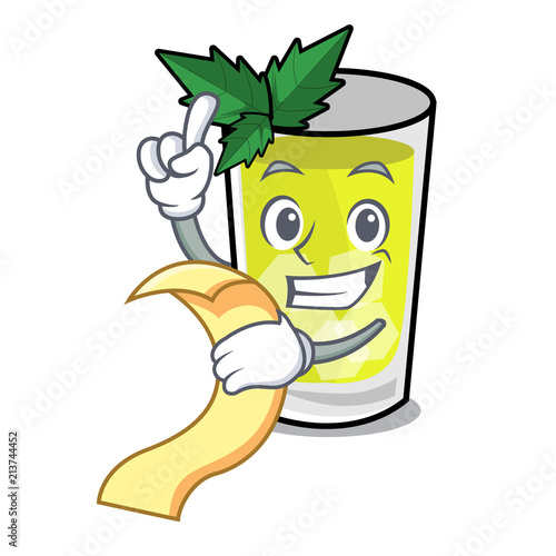 With menu mint julep mascot cartoon