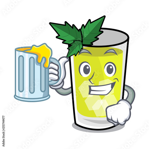 With juice mint julep mascot cartoon