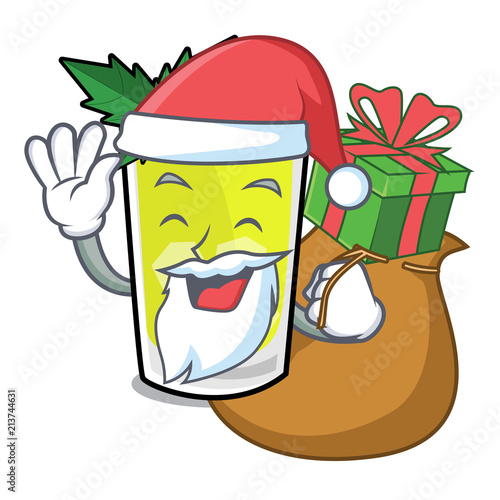 Santa with gift mint julep mascot cartoon