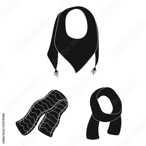 Scarf and Shawl black icons in set collection for design.Clothes and Accessory vector symbol stock web illustration.