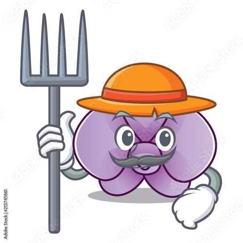 Farmer orchid flower character cartoon