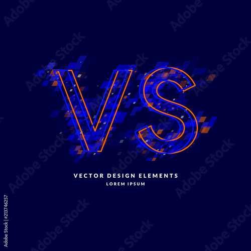 Bright poster symbols of confrontation VS, can be the same emblem. Vector illustration on dark background