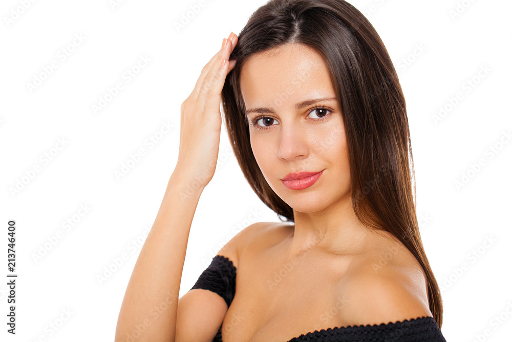 Beautiful brunette woman in black dress Beautiful brunette woman in black dress