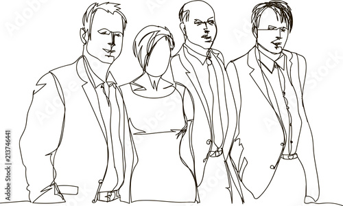Business team. continuous line drawing