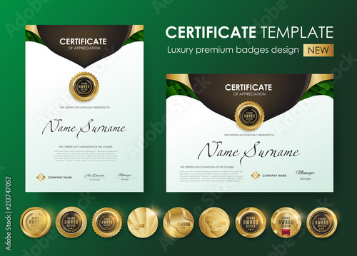 certificate template with luxury pattern,diploma,Vector illustration and vector Luxury premium badges design,Set of retro vintage badges and labels.
