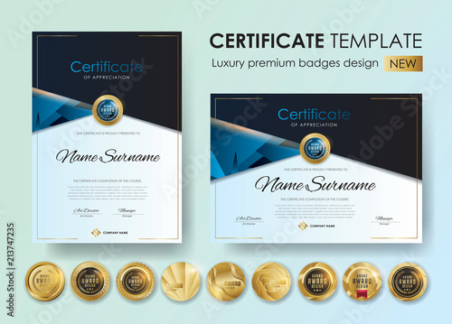 certificate template with luxury pattern,diploma,Vector illustration and vector Luxury premium badges design,Set of retro vintage badges and labels.
