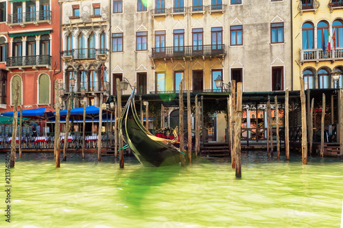 Beautiful Grand Canal buildings at summertime in Venice, Italy.