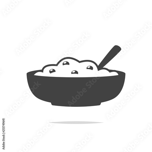 Bowl of oatmeal icon vector isolated