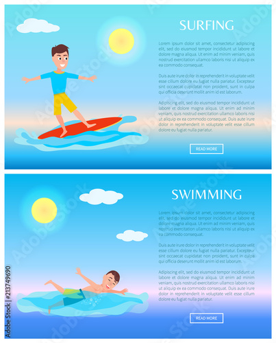 Surfing and Swimming, Water Sports Activity Cards