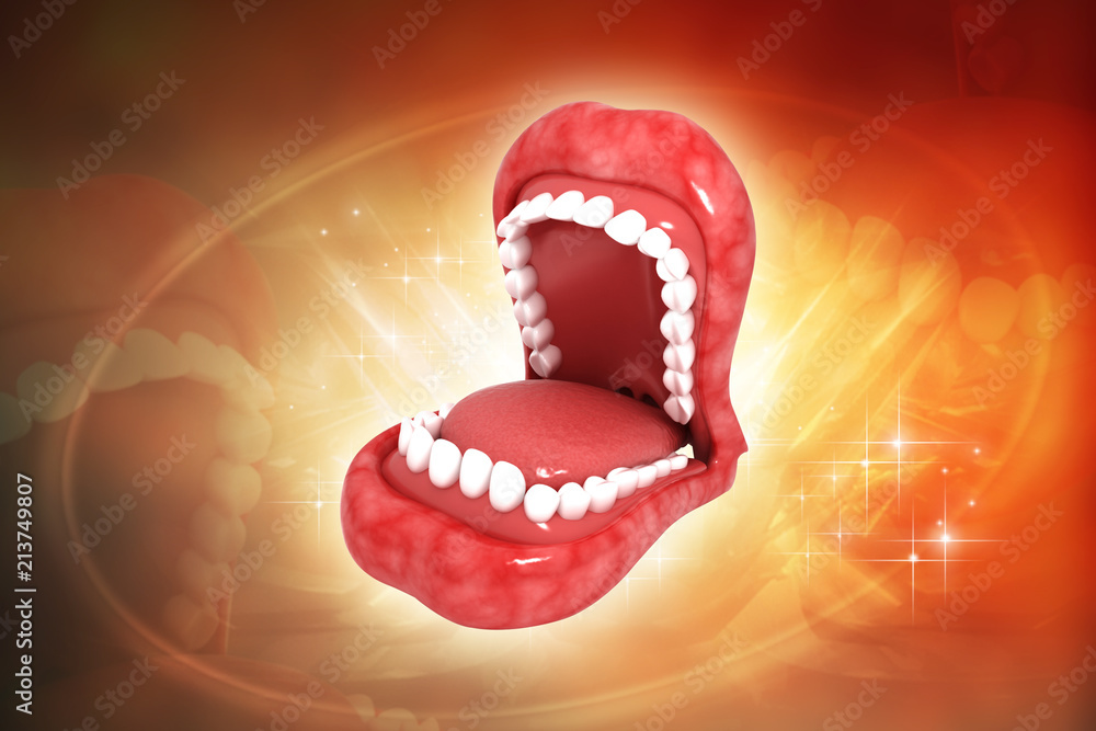 Obraz premium 3d rendered mouth isolated on a color background