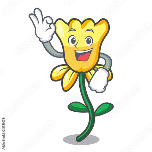Okay daffodil flower character cartoon