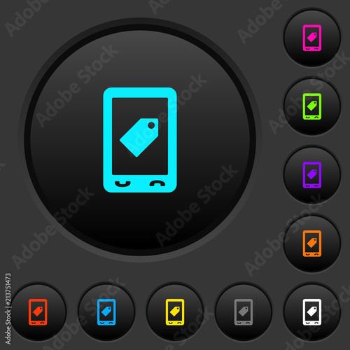 Mobile label dark push buttons with color icons