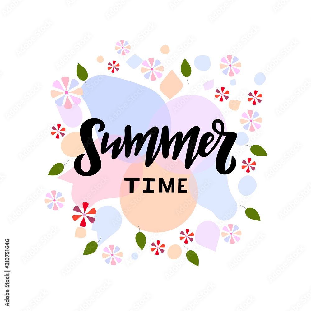 Hand drawn lettering phrase Summer time Hand drawn lettering phrase Summer time