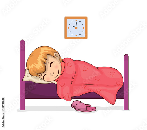 Girl Sleeping Calmly in Room Vector Illustration