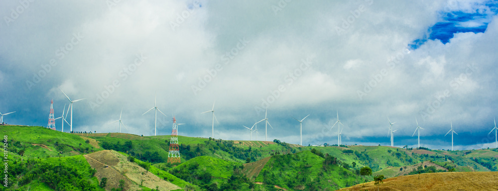 Fototapeta premium Windmill Turbine Electricity Farm, Thailand