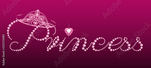 Das Wort Princess  aus Diamanten bestehend mit einem Diadem